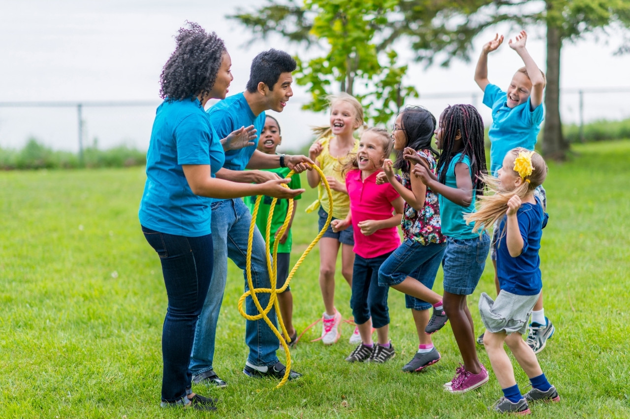 Martial arts instructor with kids