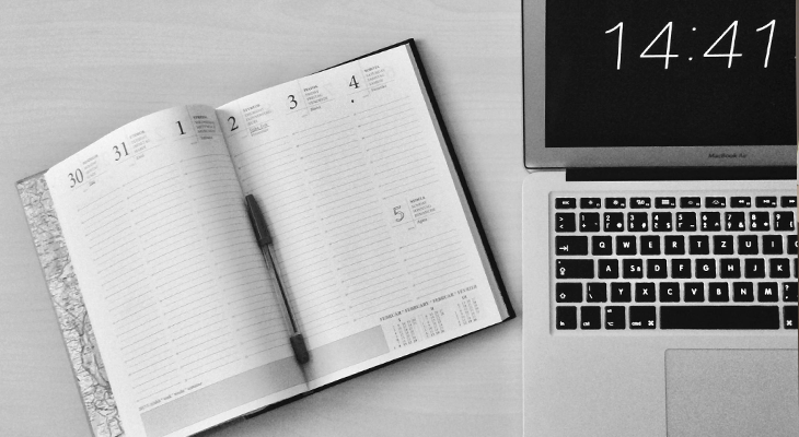 Organized desk with a planner and computer, emphasizing effective time management for reducing stress. Organized desk with a planner and computer, emphasizing effective time management for reducing stress.