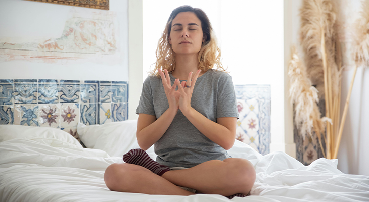 Close-up of a person practicing mindfulness meditation, focusing on stress reduction techniques." Close-up of a person practicing mindfulness meditation, focusing on stress reduction techniques."