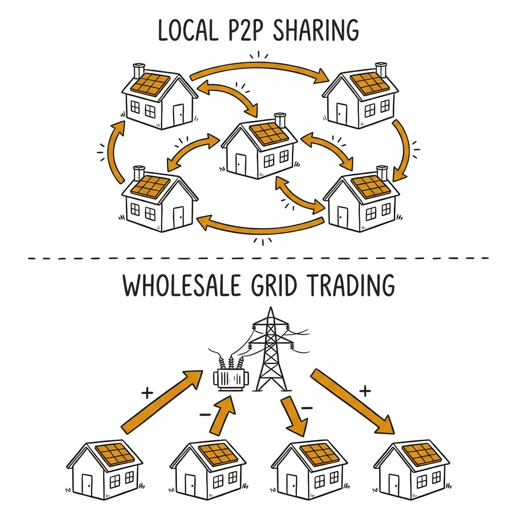 Peer-to-peer energy vs spot market comparison