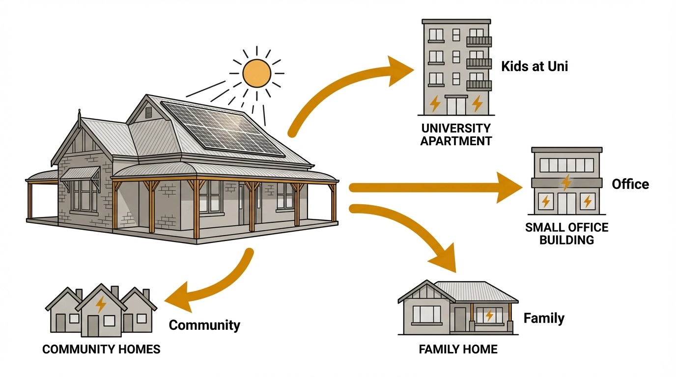 Peer-to-peer homeowner network — trade energy with family, offices and community