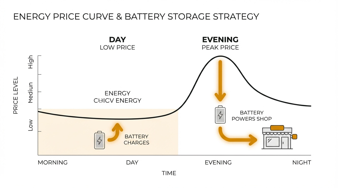 Energy price curve showing cheap daytime and expensive evening periods