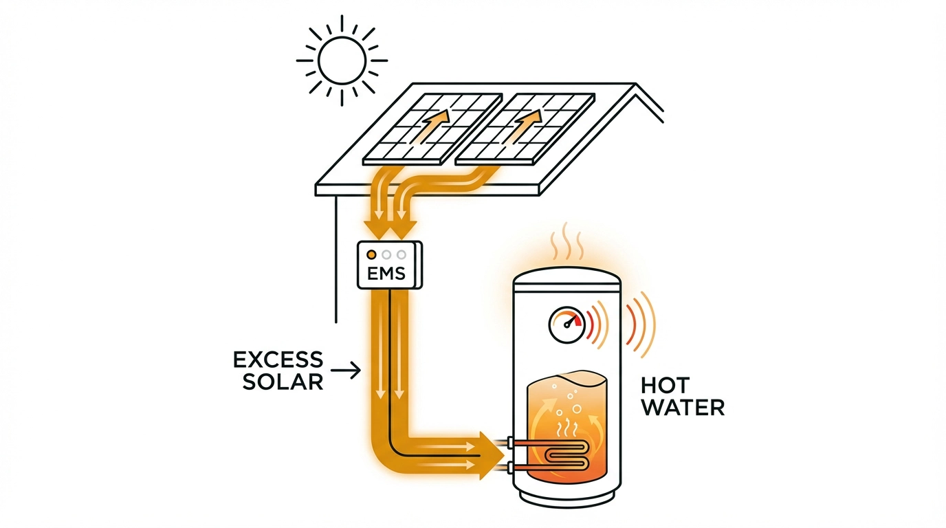 Diverting excess solar into hot water — Jousto EMS