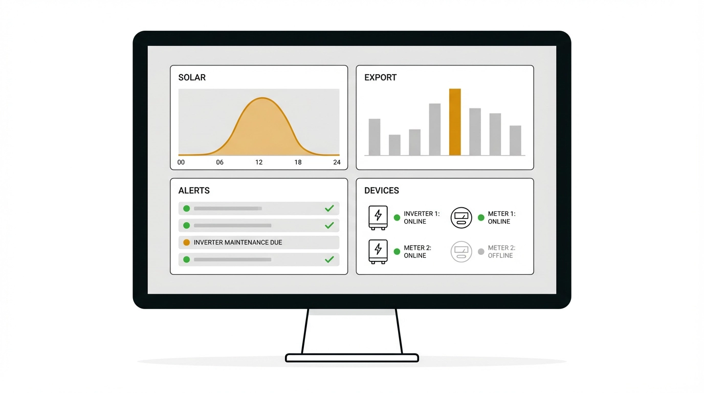 Monitoring and uptime dashboard for warehouse energy systems
