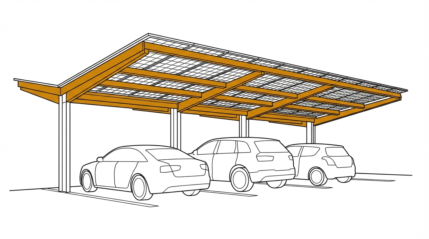 Solar carpark canopy generating electricity