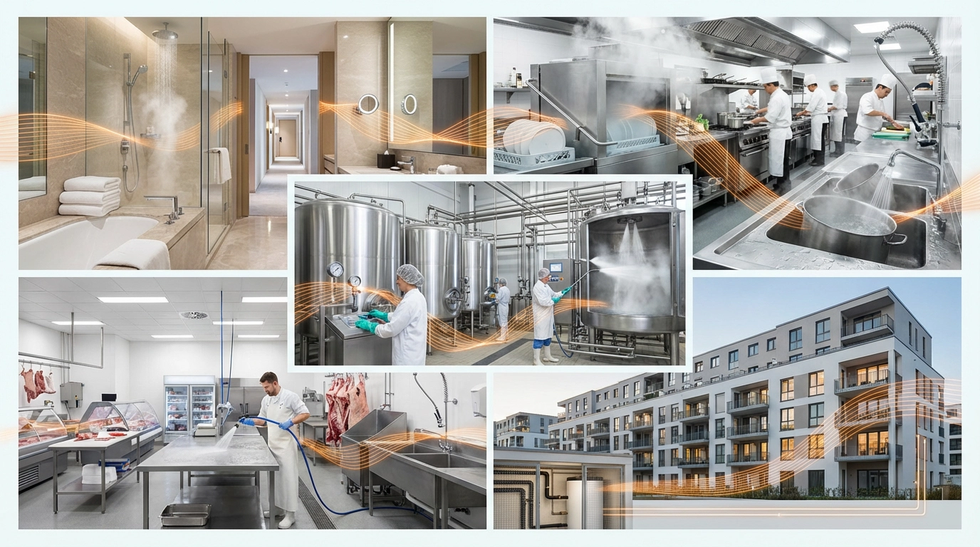 Commercial hot water users montage