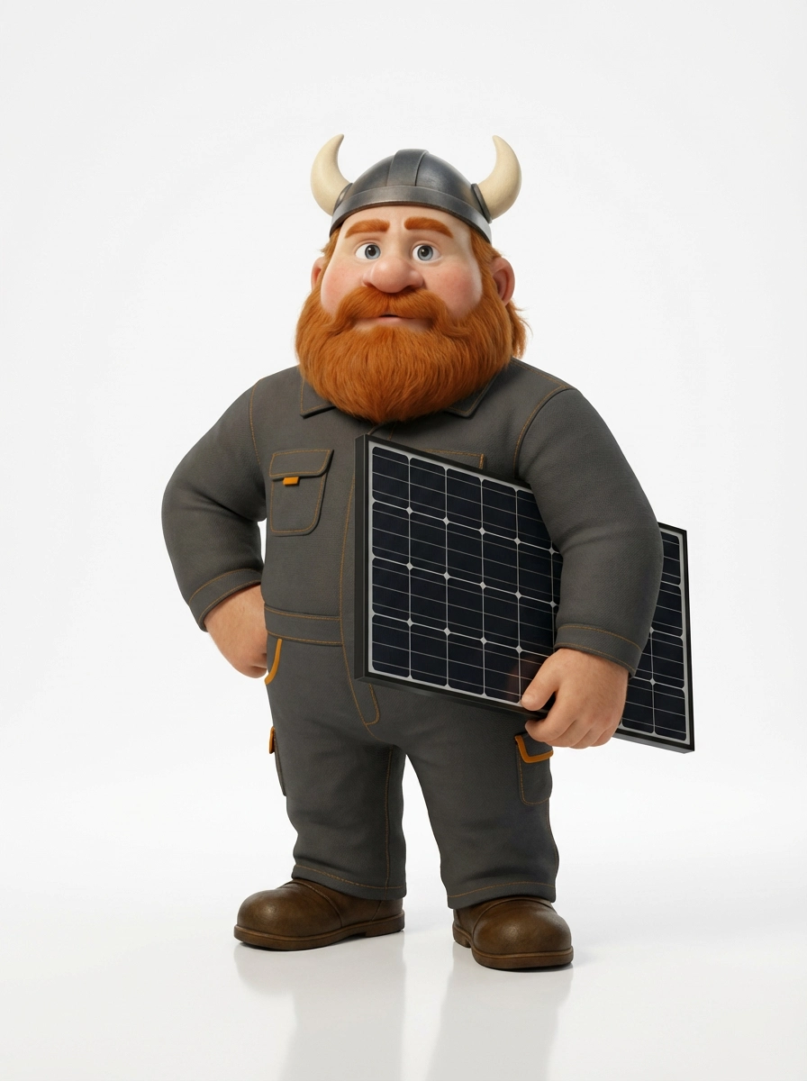Aarno holding a solar panel