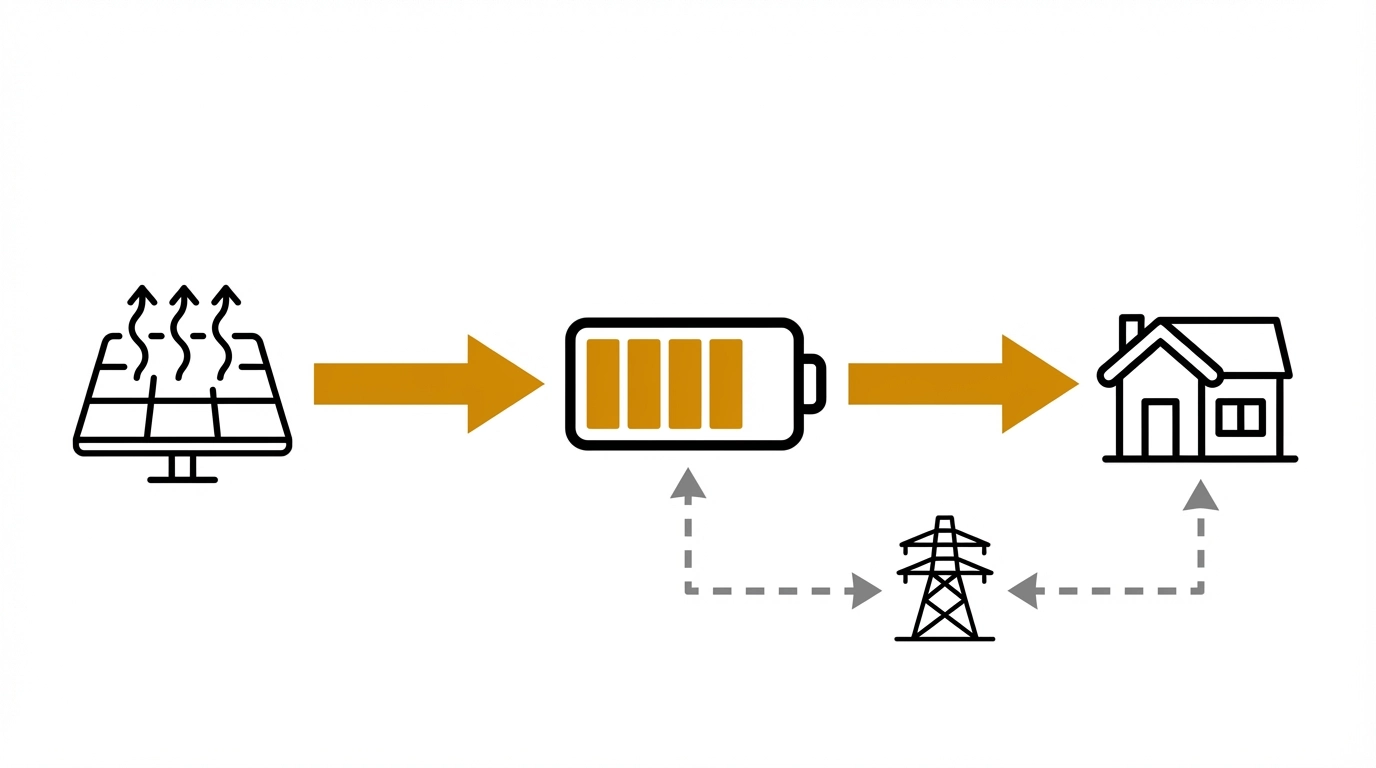 Solar and battery system flow diagram