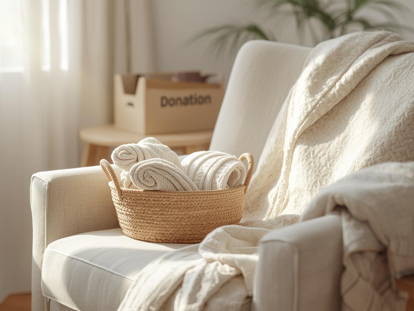 A tidy living space with baskets and folded linens in soft natural light, representing the peaceful results of affordable, functional home organization. A tidy living space with baskets and folded linens in soft natural light, representing the peaceful results of affordable, functional home organization.