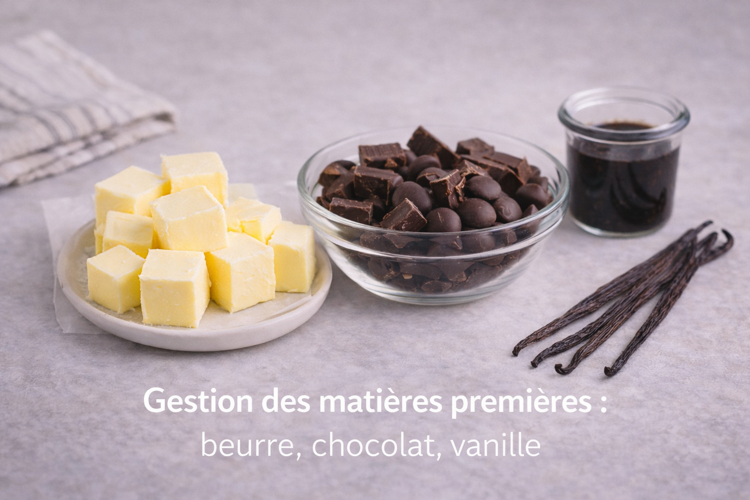 Gestion des matières premières : beurre, chocolat, vanille