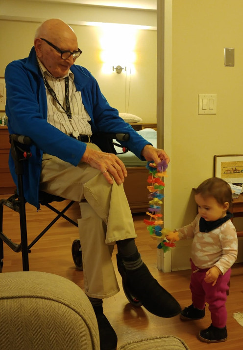 Peter Yurkiw at 100 with great grandson