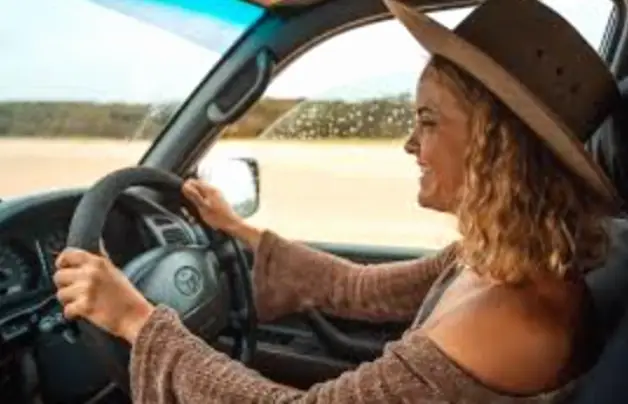 Woman driving car in Australia 
