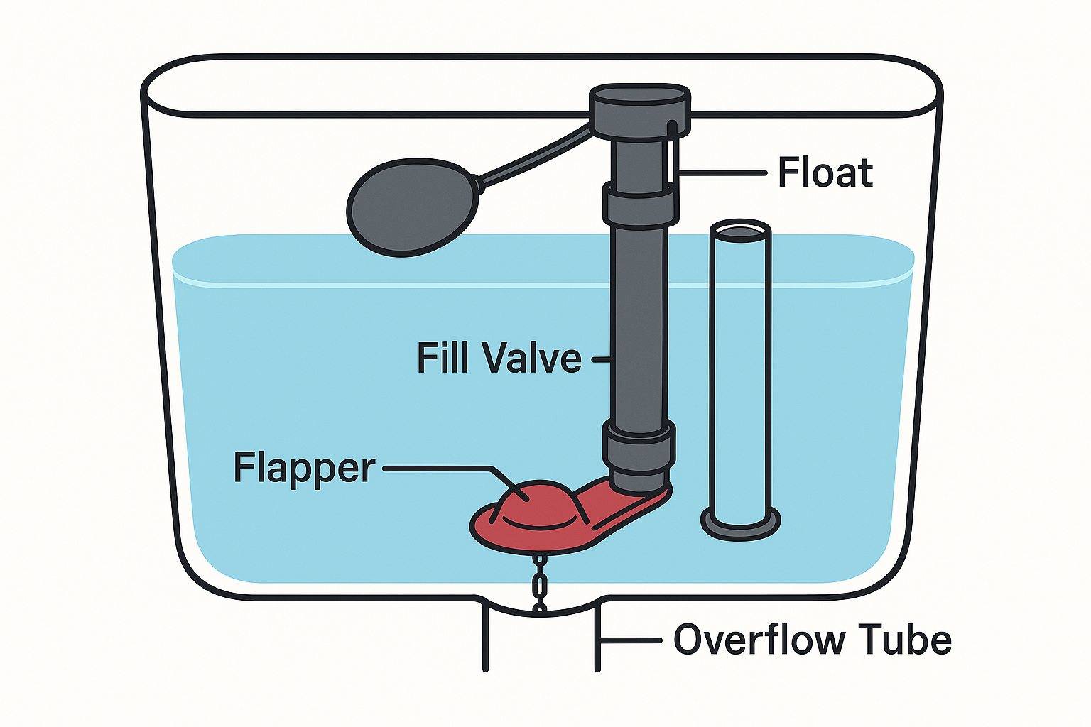 A diagram of a toilet. A diagram of a toilet.