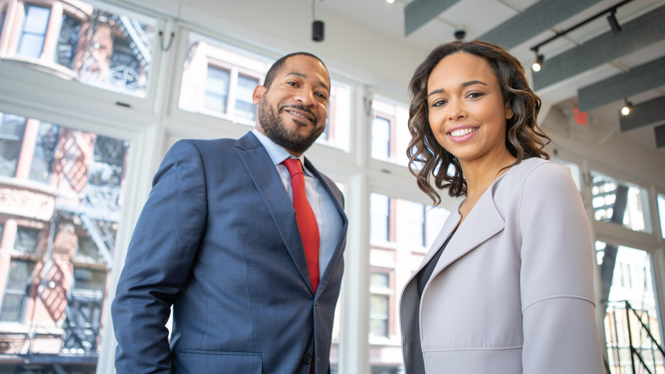 Business woman and business man Business woman and business man