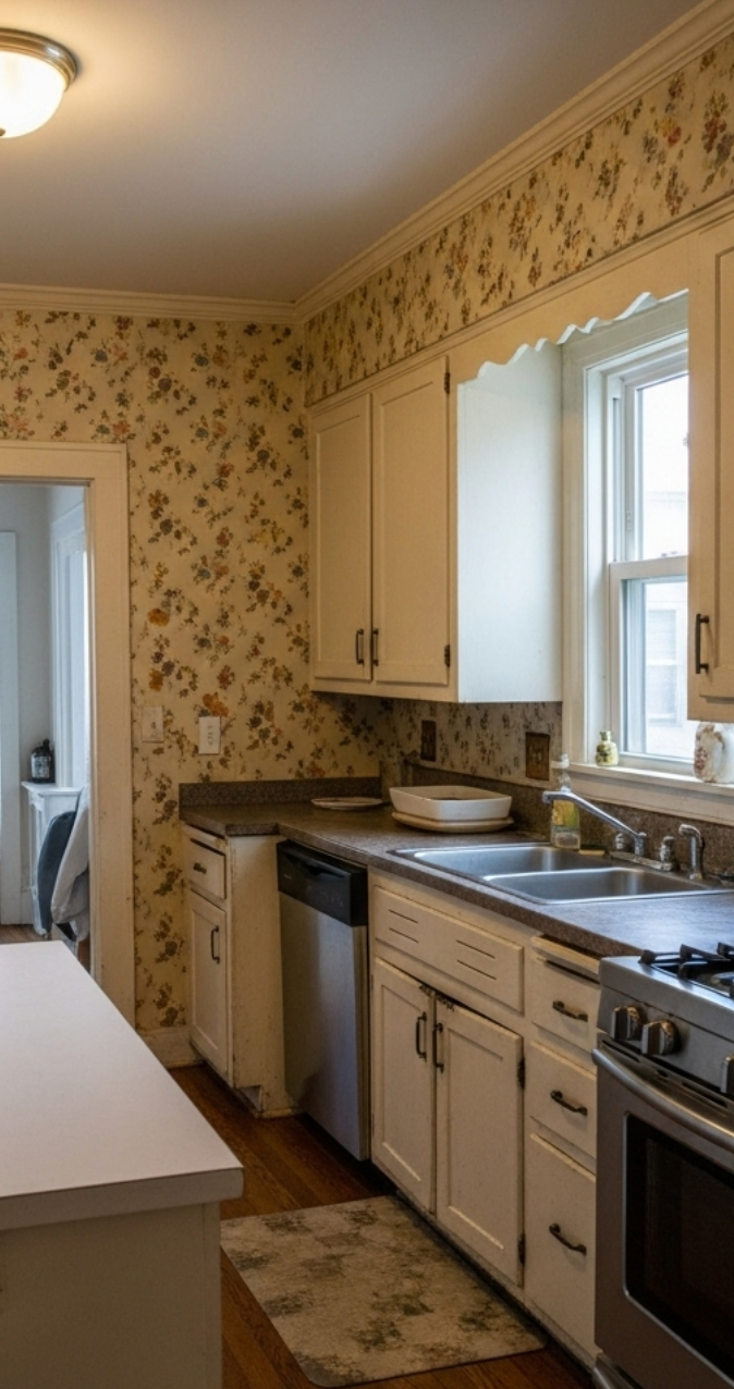 Before - Outdated kitchen