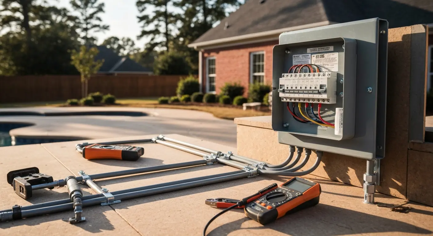 Swimming pool and hot tub electrical wiring