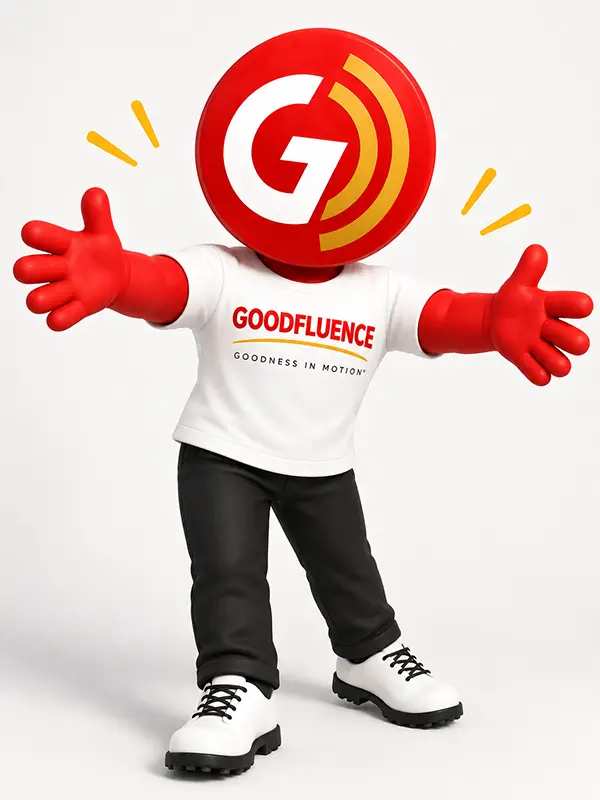 Mascot with arms open wide