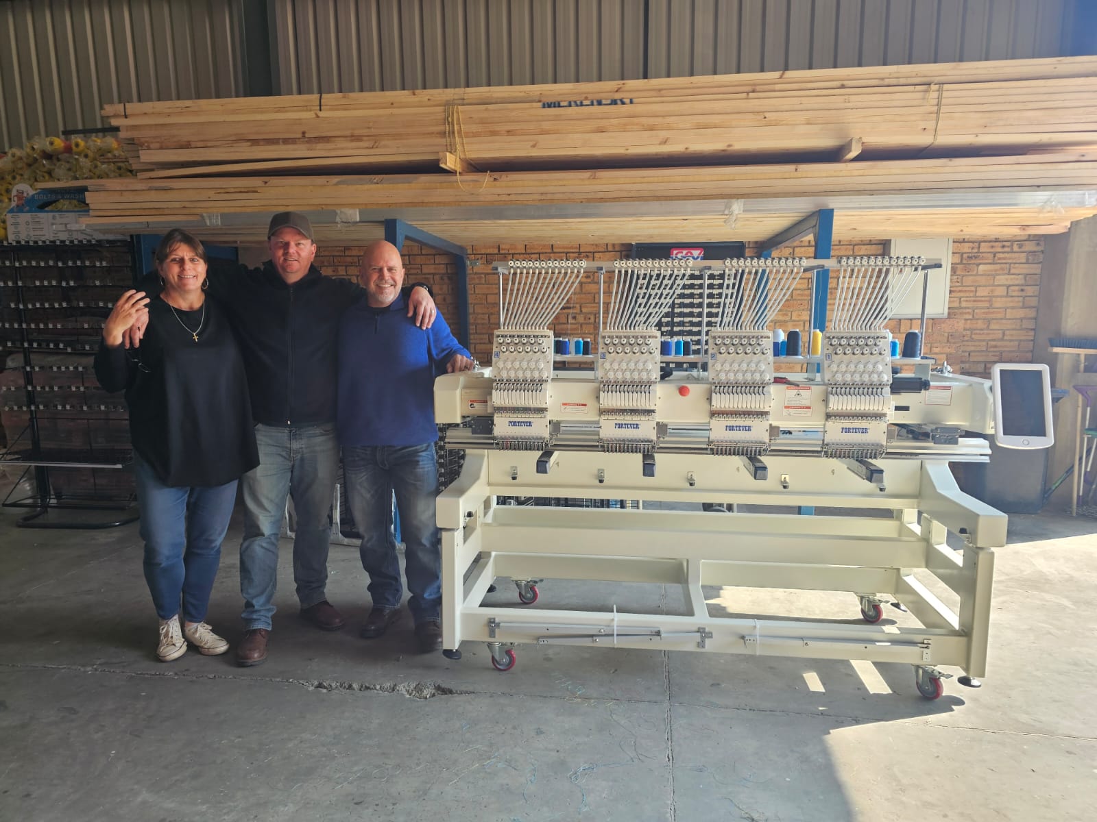 Client installation — Fortever machine stitching logo design