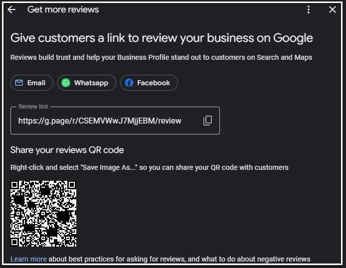 Screenshot of how to get more review son GBP Screenshot of how to get more review son GBP