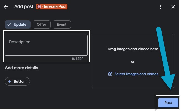 Screenshot that shows small business owners how to make weekly posts to their GBP