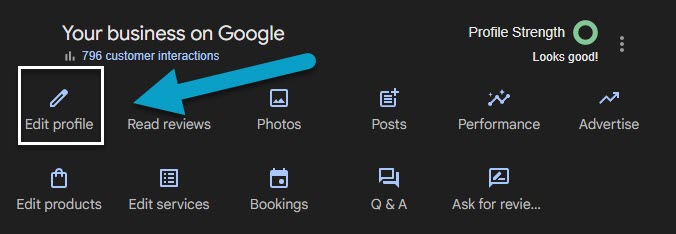 Click on edit profile to add chat to GBP Click on edit profile to add chat to GBP