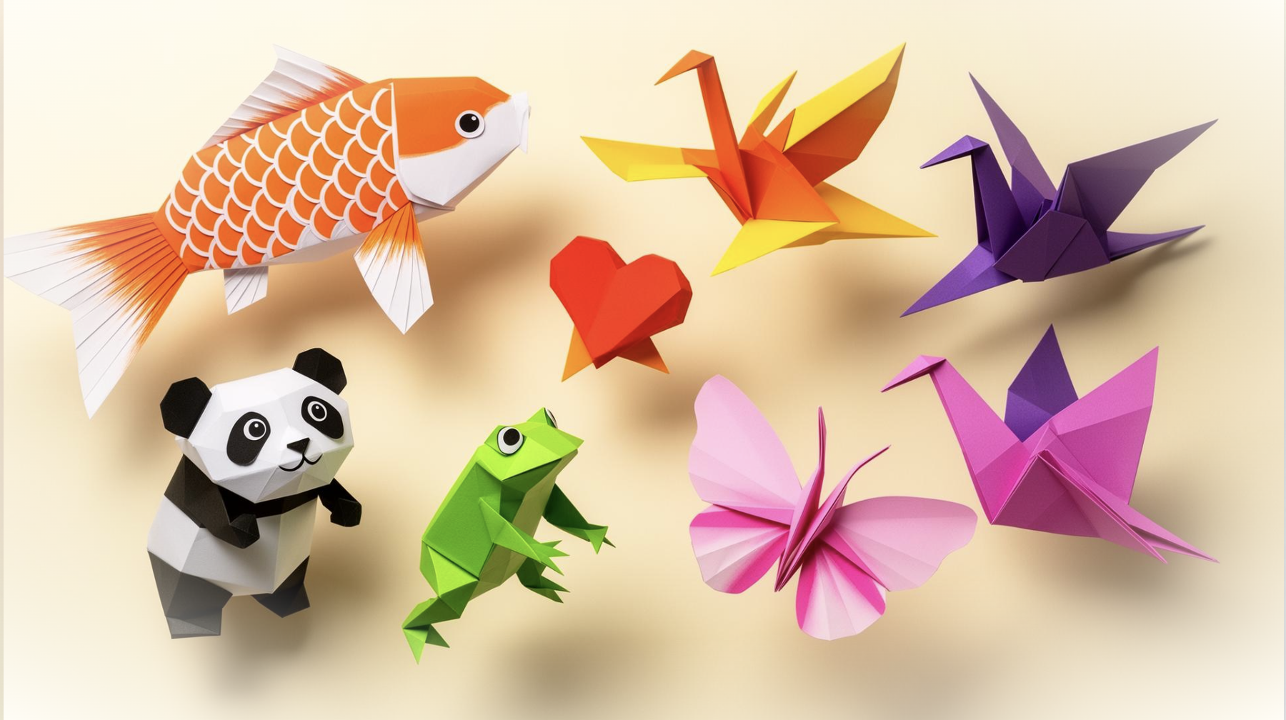 Colorful origami animals