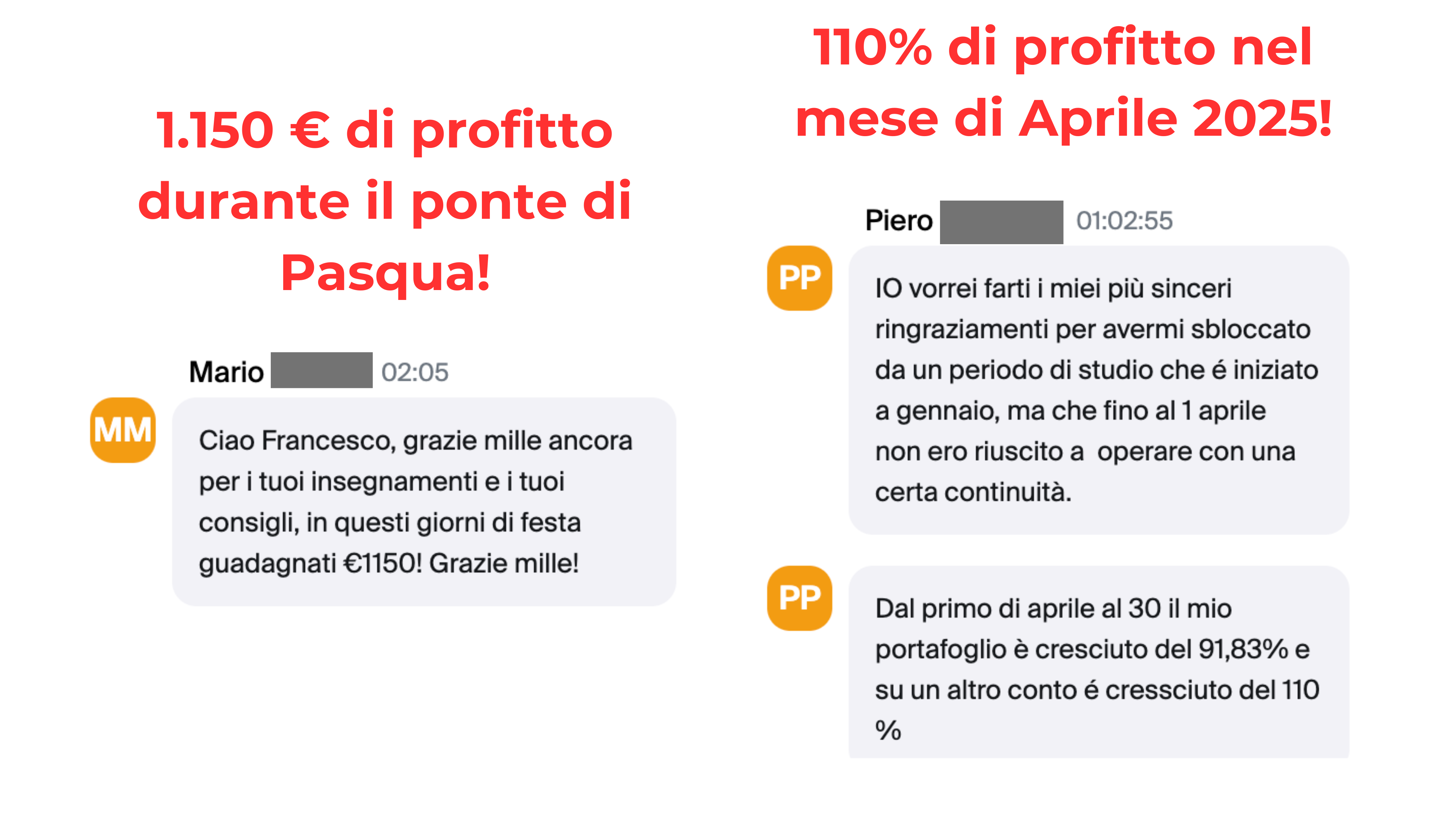 Screenshot risultato studente dei corsi di Francesco Massetti