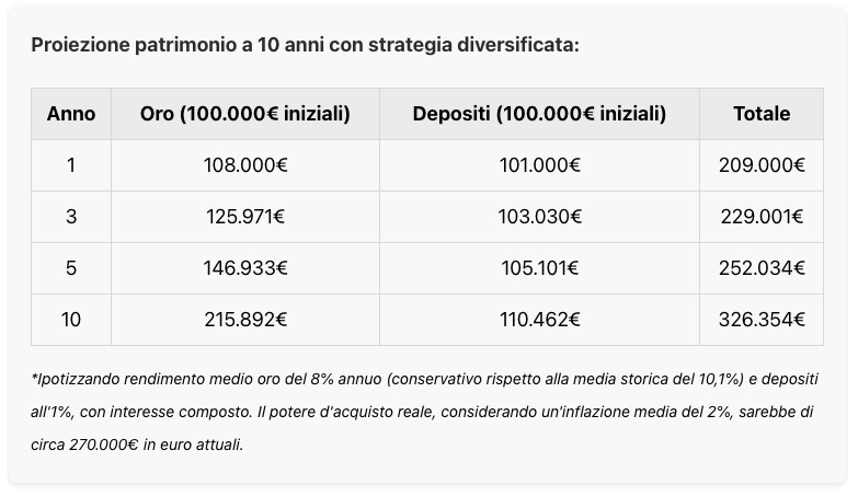 patrimonio a 10 anni con oro