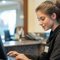 Woman managing auto shop office Woman managing auto shop office