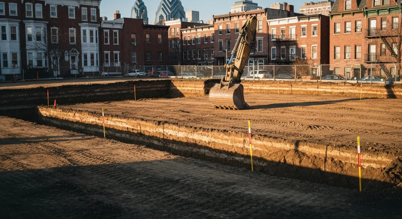 Excavation site preparation in Philadelphia