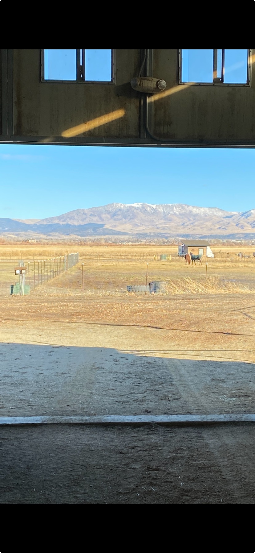 The view from the barn door at the Equestrian Center