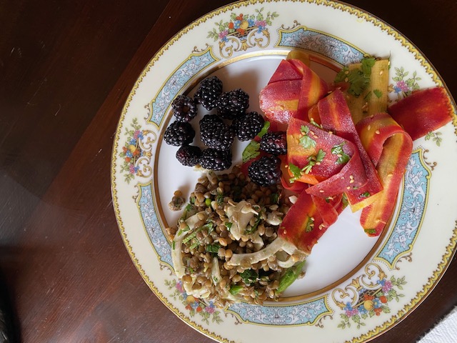 Lentil salad with the most beautiful ribboned carrot salad