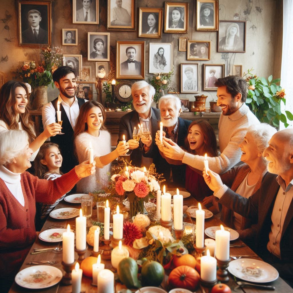 Fête des morts commémoration en famille