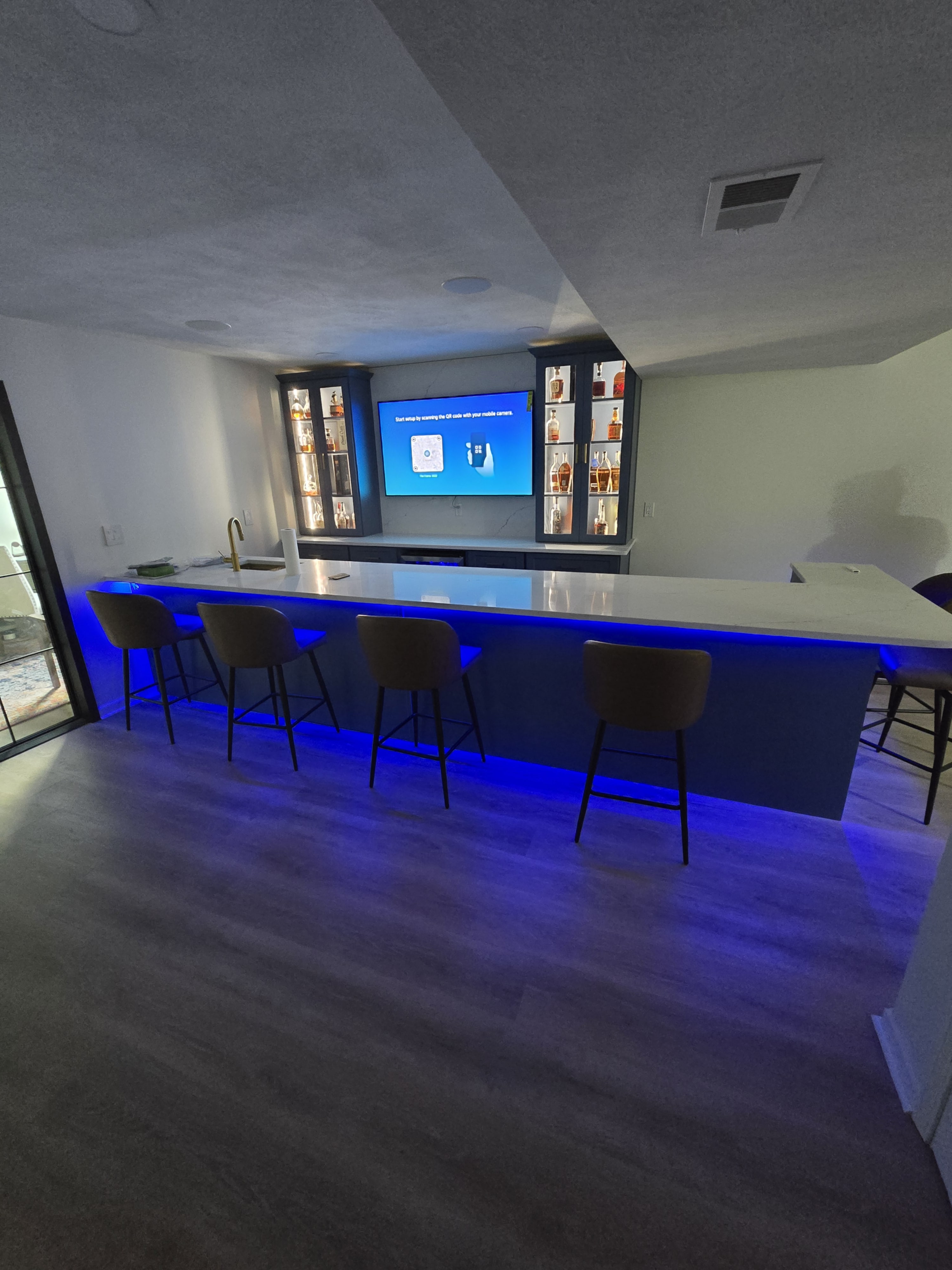 View down the finished hallway into living spaces