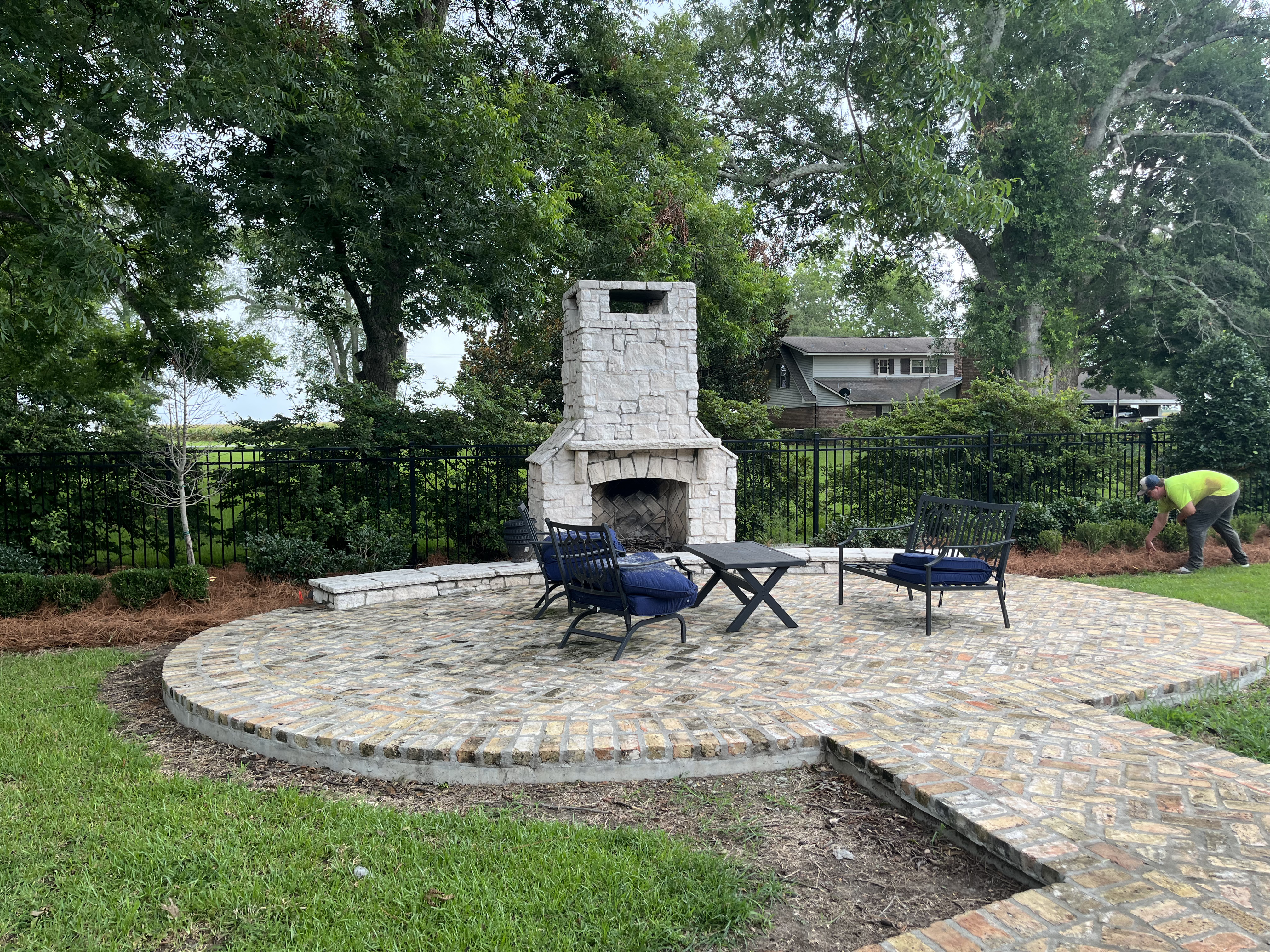 Hardscaped patio and outdoor fireplace