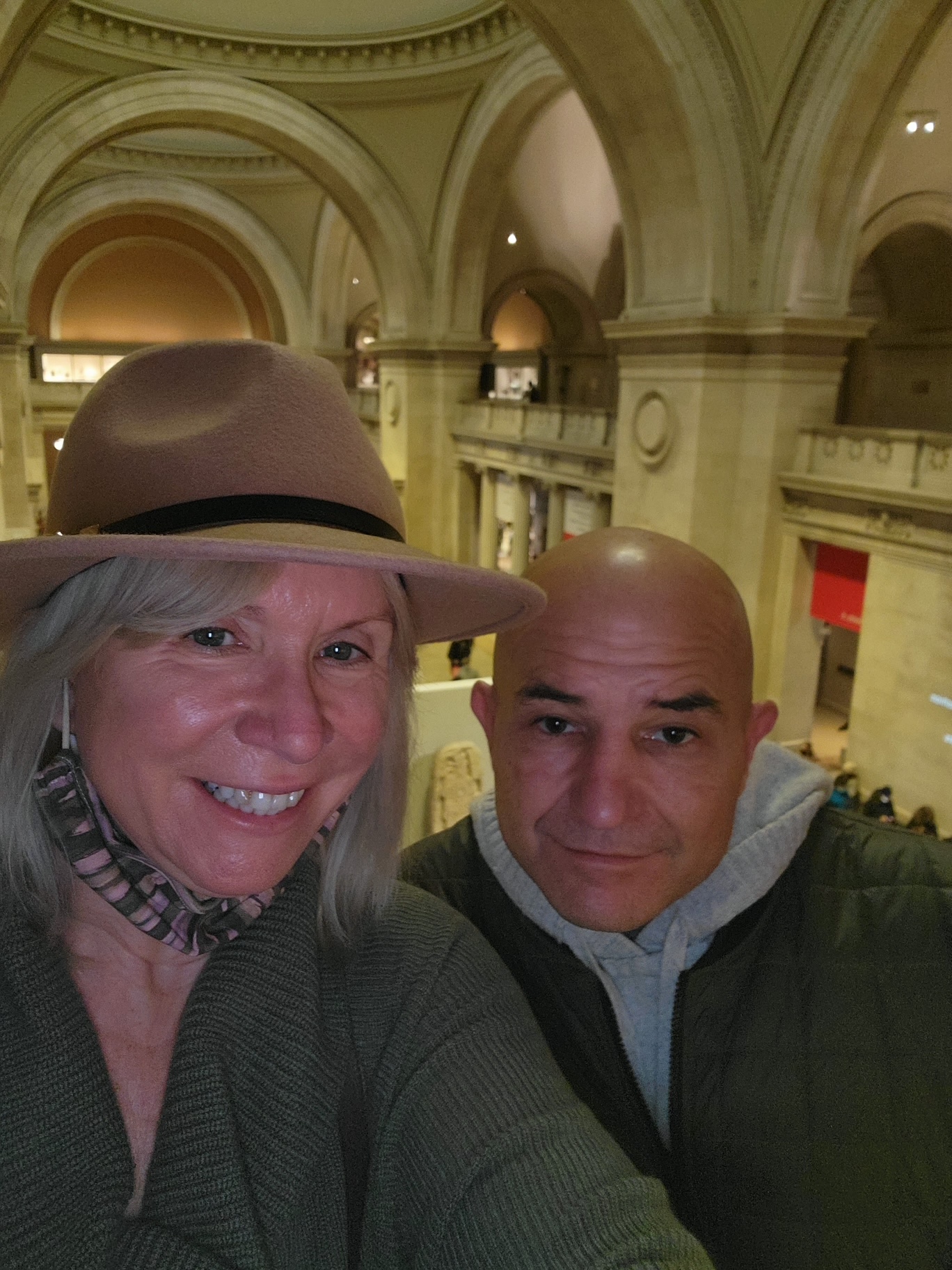 owners of create gallery and frames joan edwards and leo bratenas visit art gallery in another country