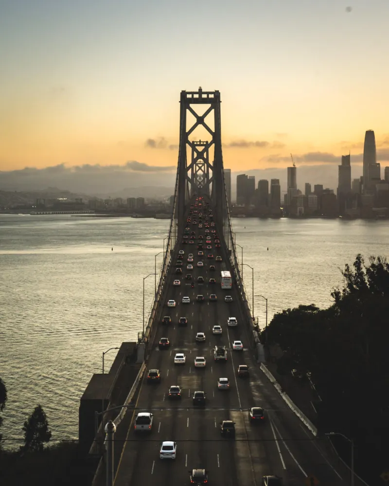 Golden Gate Bridge at sunset with glowing sky, captured by photographer Jaymz Maurer Golden Gate Bridge at sunset with glowing sky, captured by photographer Jaymz Maurer
