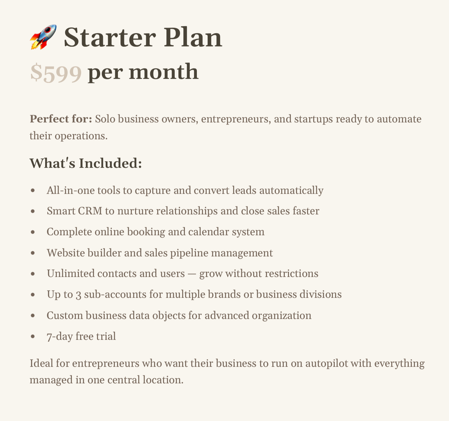 STARTER PLAN Monthly