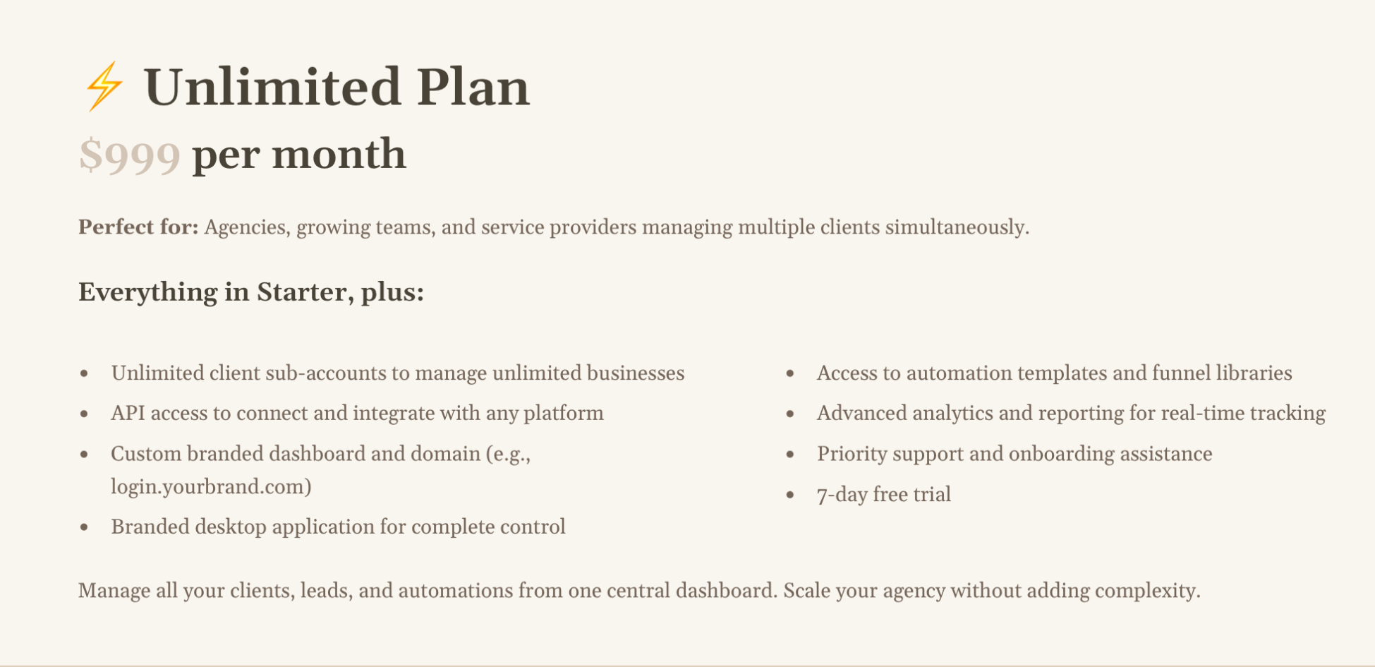 UNLIMITED PLAN Monthly
