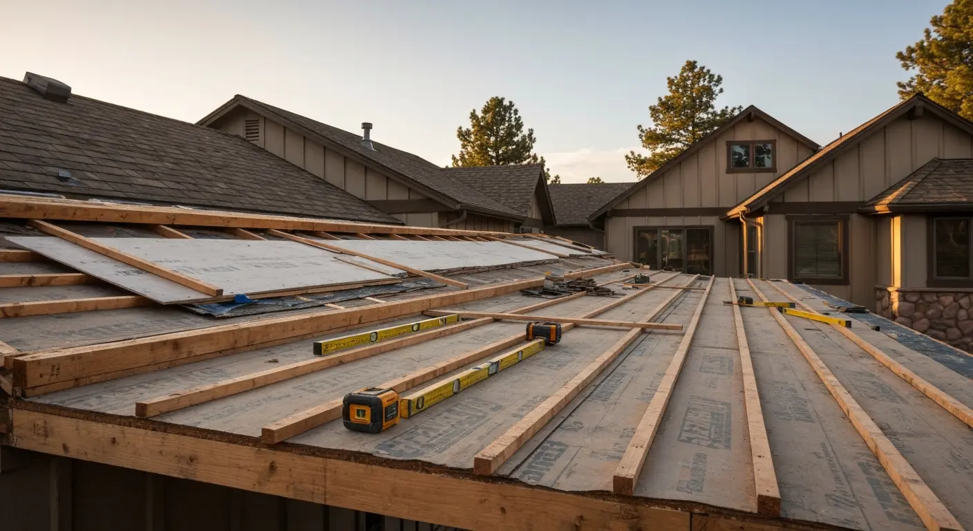 Storm damage repair work