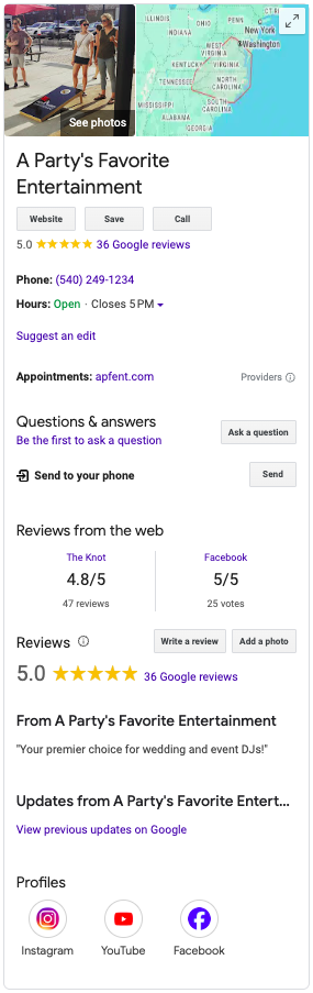 a google business profile for an event DJ a google business profile for an event DJ
