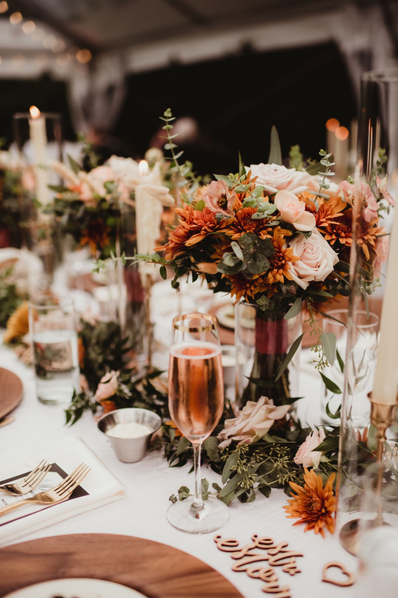 fall wedding reception table