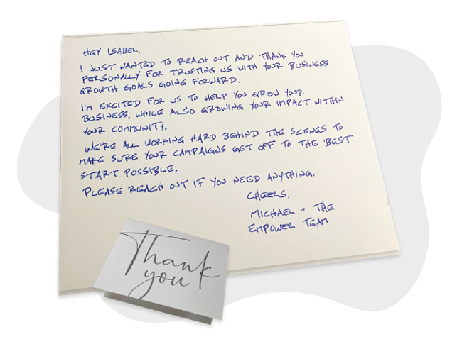 handwritten mortgage marketing thank you card