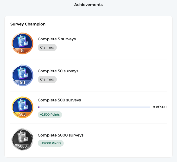 PrimeOpinion survey streaks PrimeOpinion survey streaks