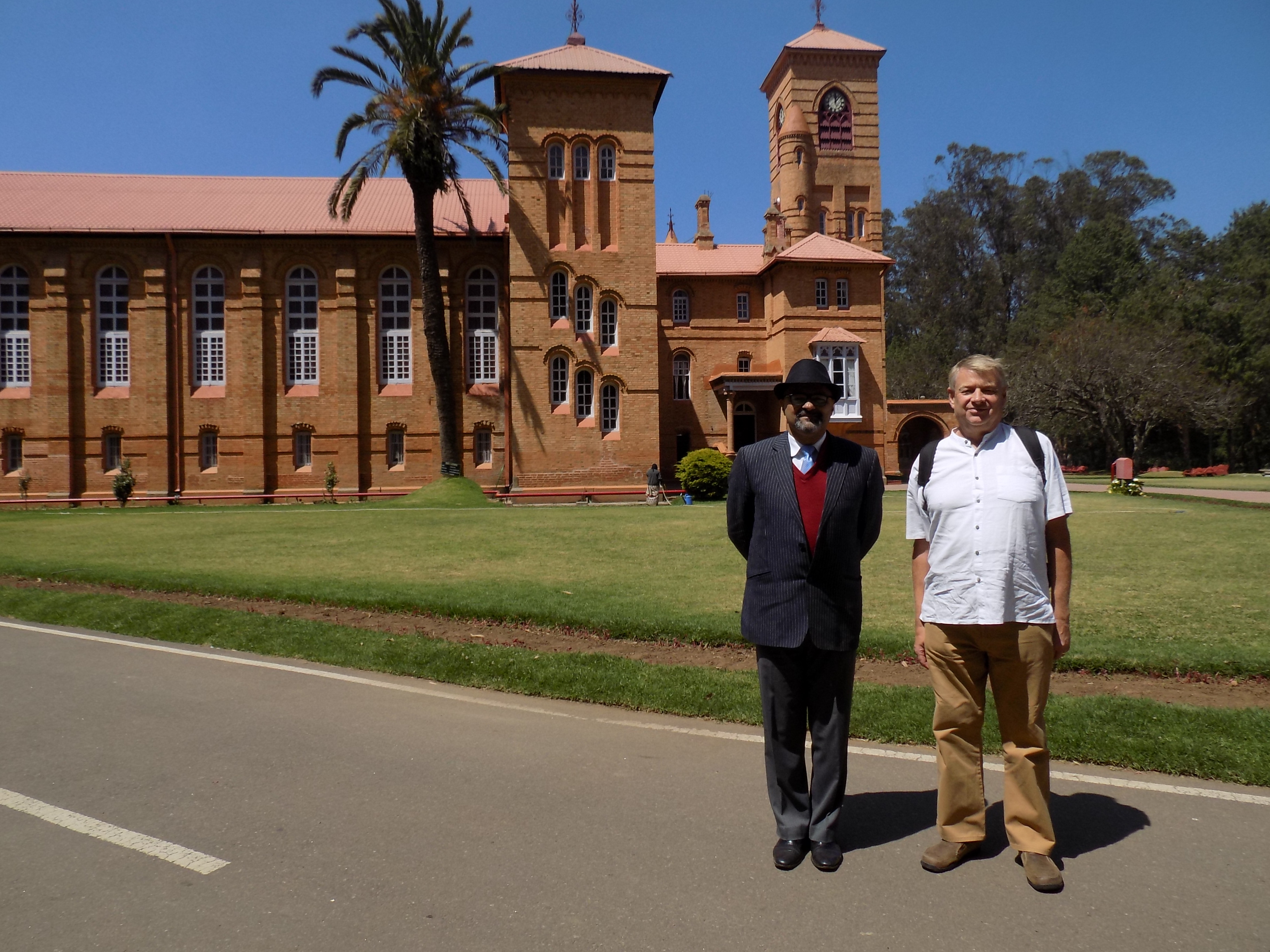 Mark outside Lovedale, his Dad's school, with JoJo, the current headmaster Mark outside Lovedale, his Dad's school, with JoJo, the current headmaster