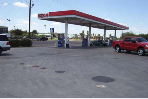 Typical auto fueling area with gas and diesel for smaller trucks