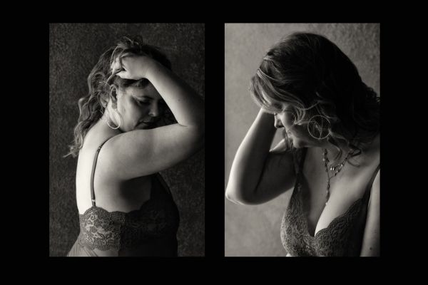 Boudoir photo shoot black and white