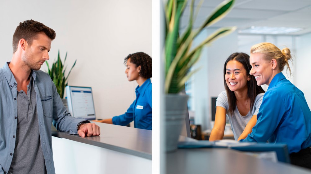 Comparación visual entre una mala y una buena experiencia de atención al cliente basada en estrategias “cliente primero”. Comparación visual entre una mala y una buena experiencia de atención al cliente basada en estrategias “cliente primero”.