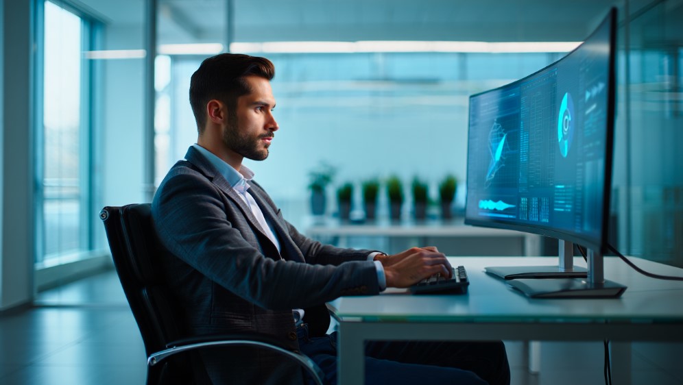 Profesional analizando datos clave para aplicar inteligencia artificial en su empresa para potenciar su rendimiento operativo diario. Profesional analizando datos clave para aplicar inteligencia artificial en su empresa para potenciar su rendimiento operativo diario.