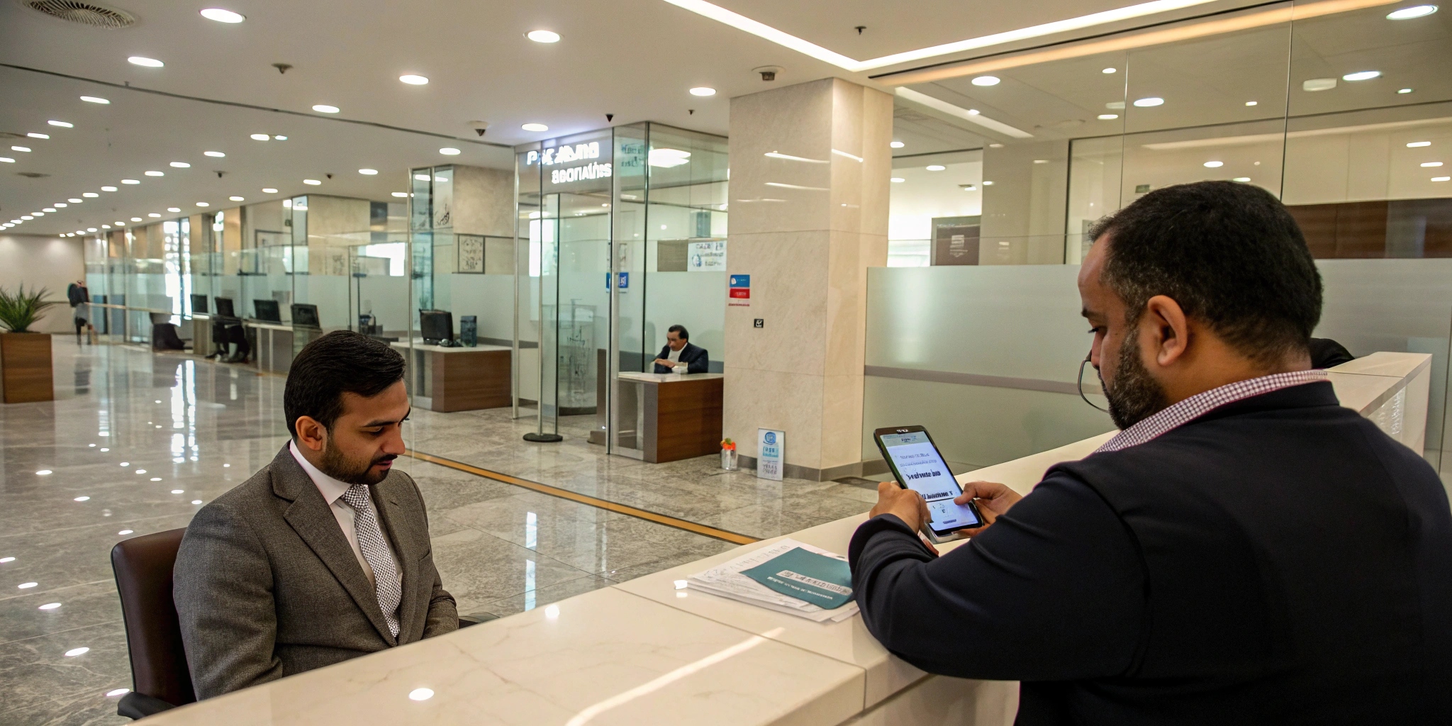 Cliente insatisfecho en recepción empresarial buscando solución a una gestión ineficiente. Cliente insatisfecho en recepción empresarial buscando solución a una gestión ineficiente.